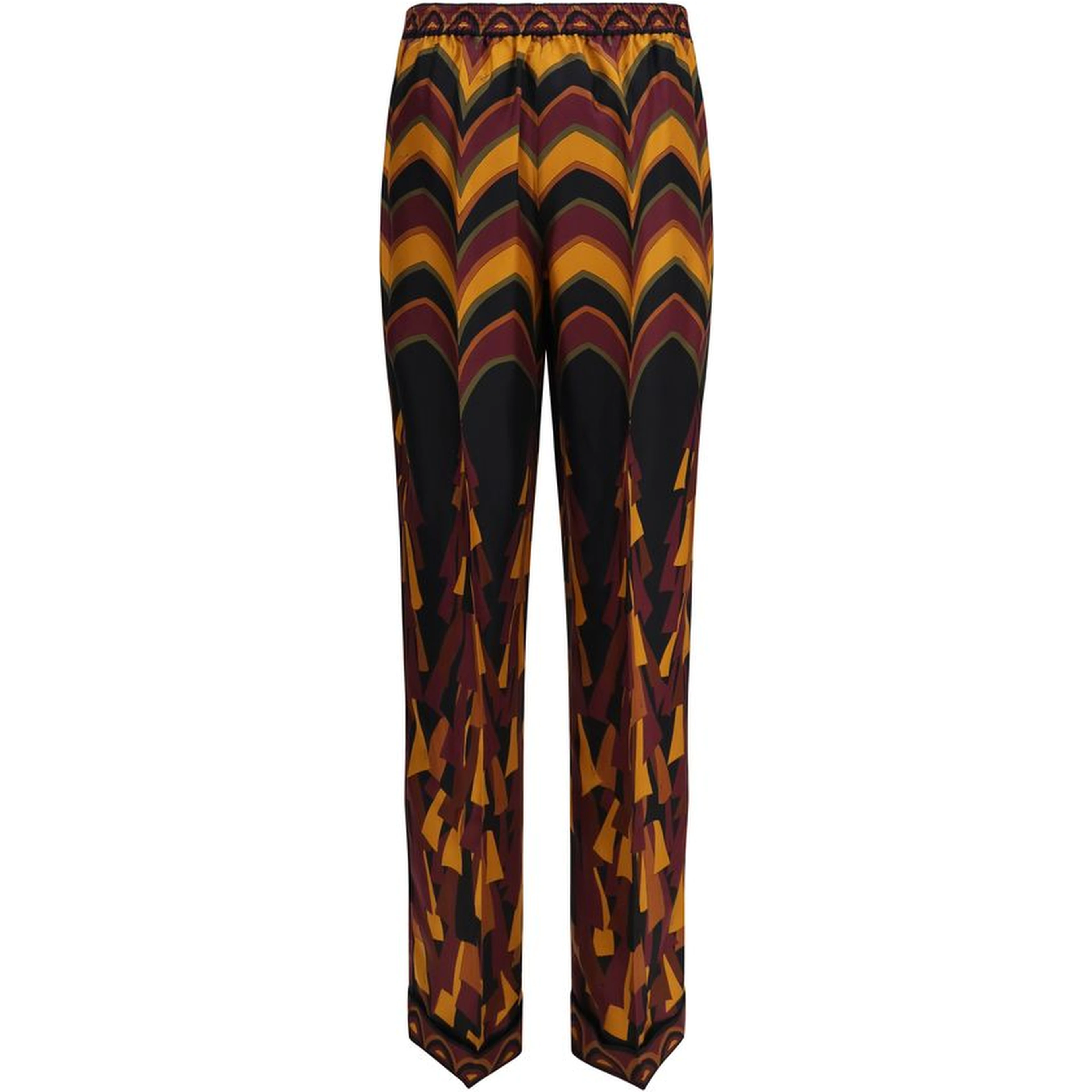 Multicolor Silk Casual Pants