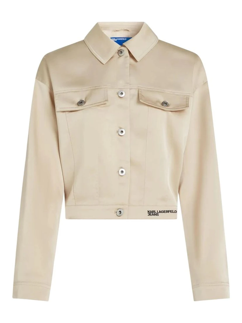 Beige Polyester Full-Length Jacket
