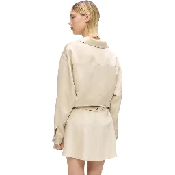 Beige Polyester Full-Length Jacket