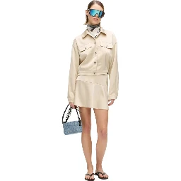 Beige Polyester Full-Length Jacket