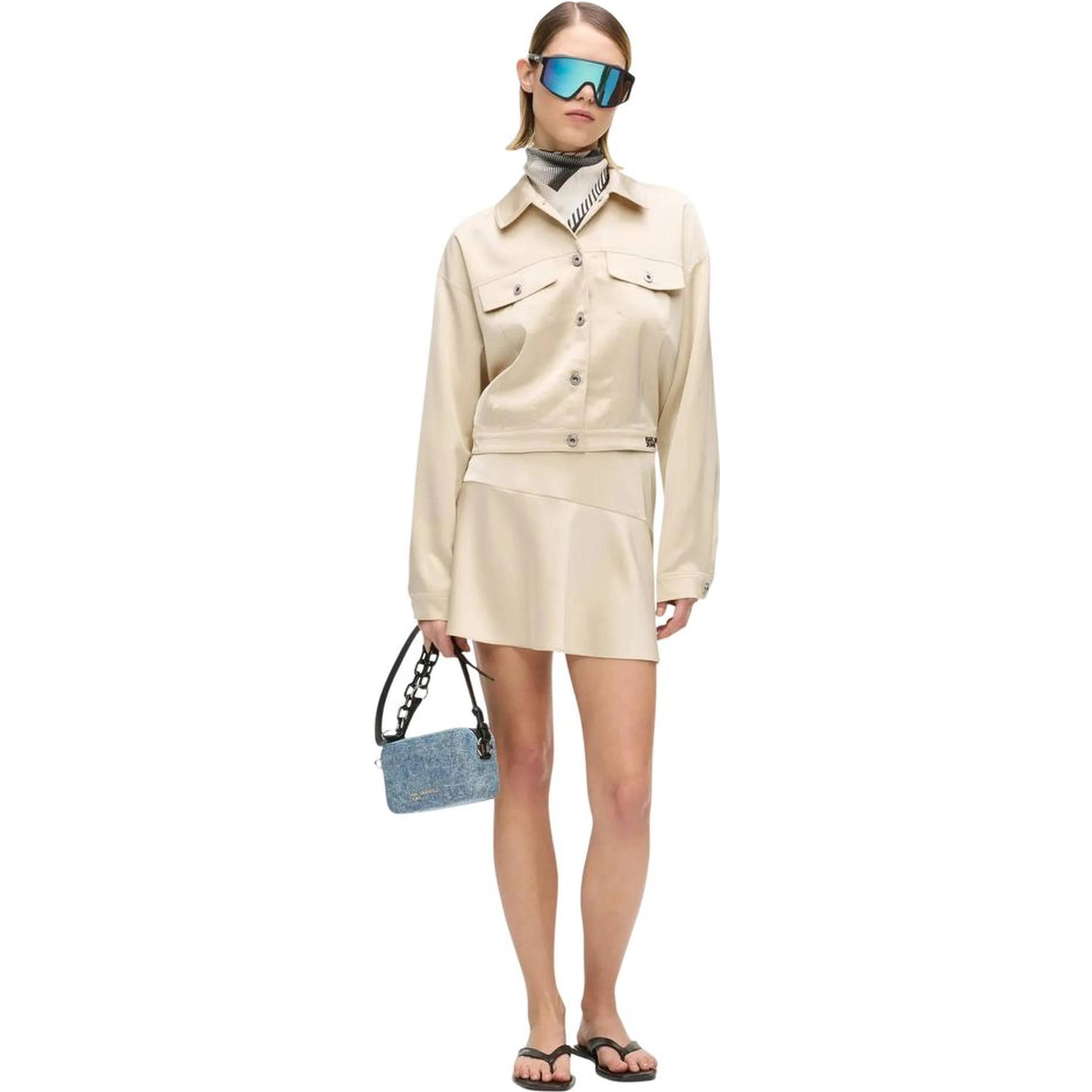 Beige Polyester Full-Length Jacket