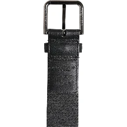 Black Green Logo Silver Tone Metal Buckle Belt