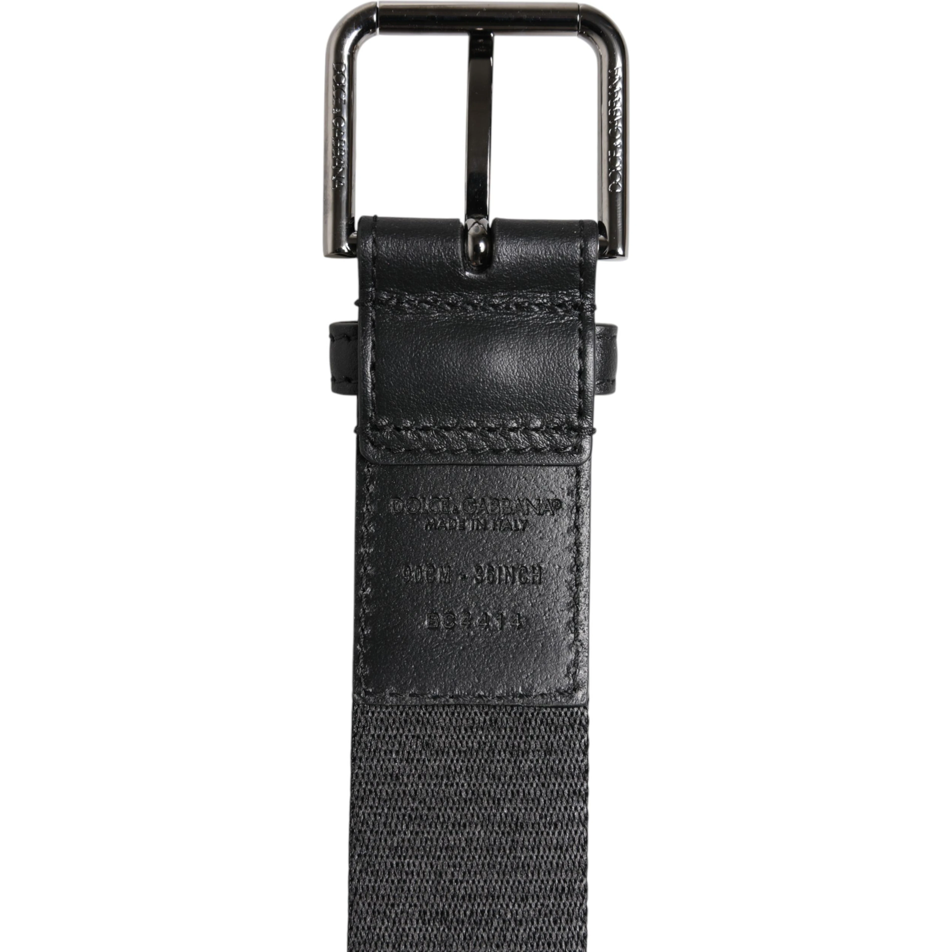 Black Green Logo Silver Tone Metal Buckle Belt