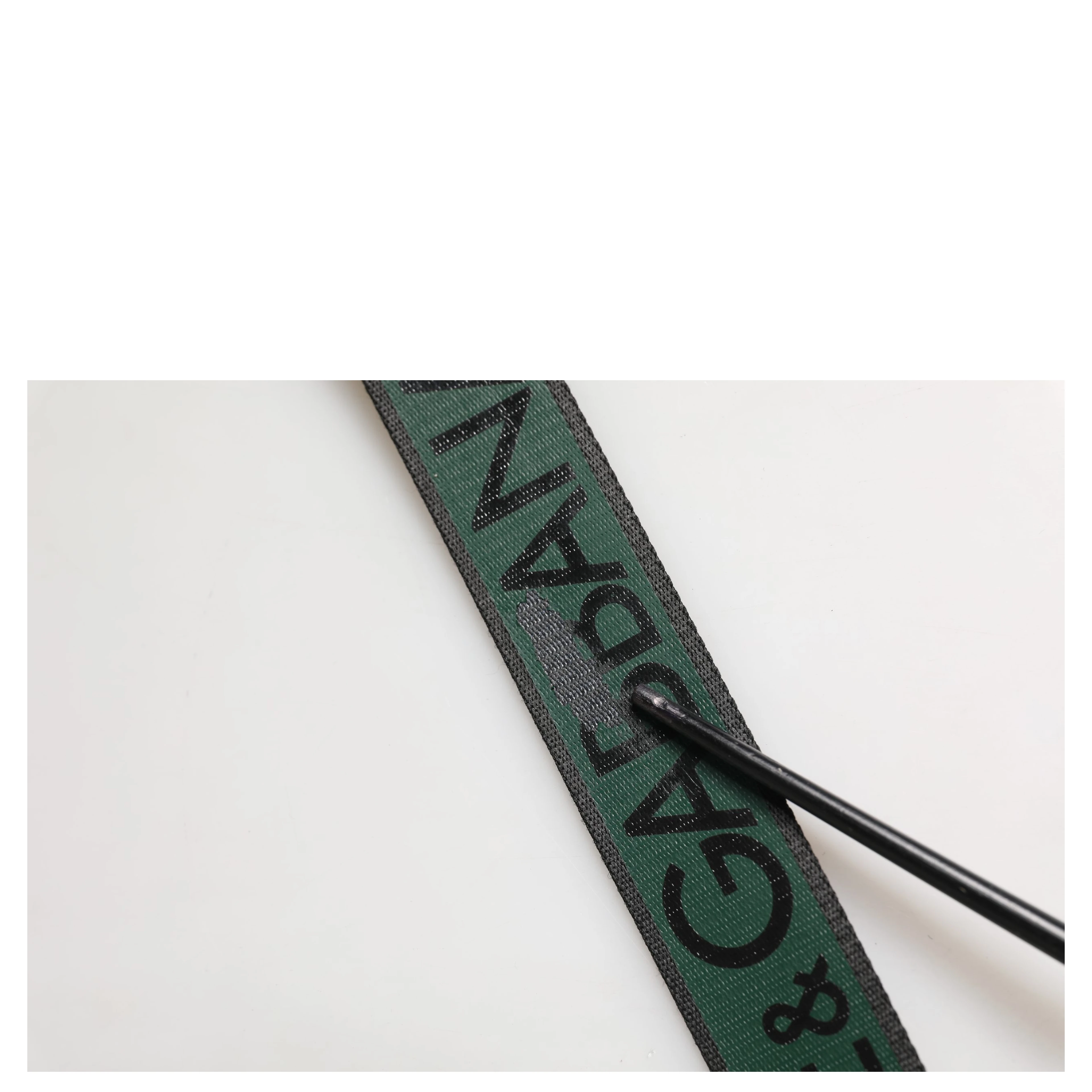 Black Green Logo Silver Tone Metal Buckle Belt