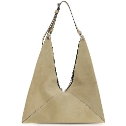 Beige Suede Leather Shoulder Bag