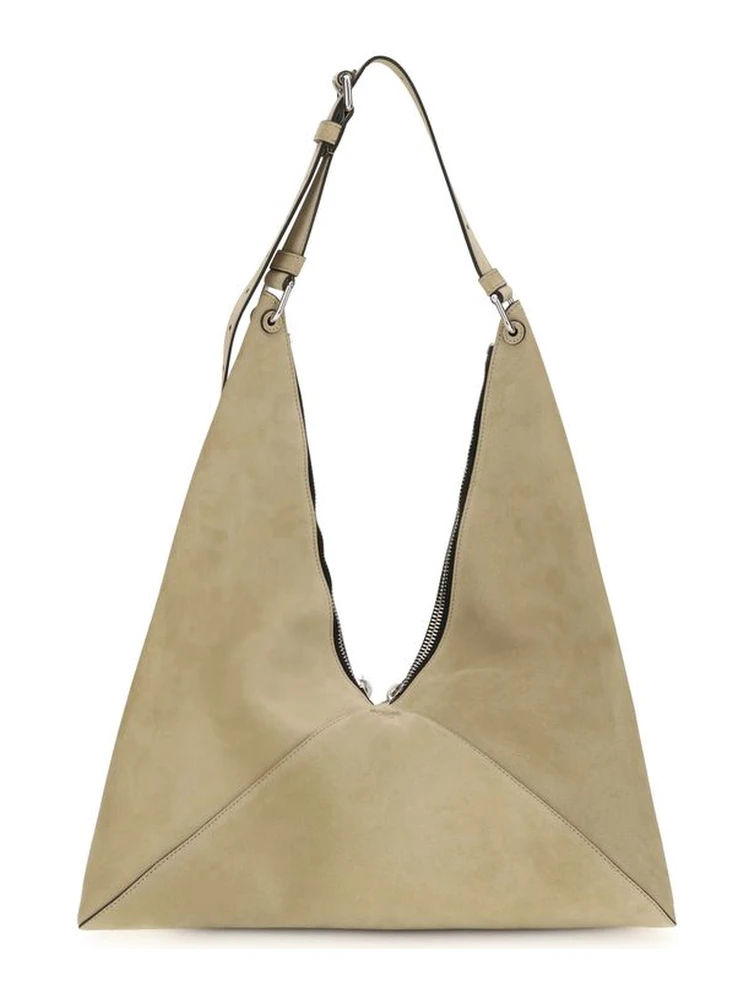 Beige Suede Leather Shoulder Bag