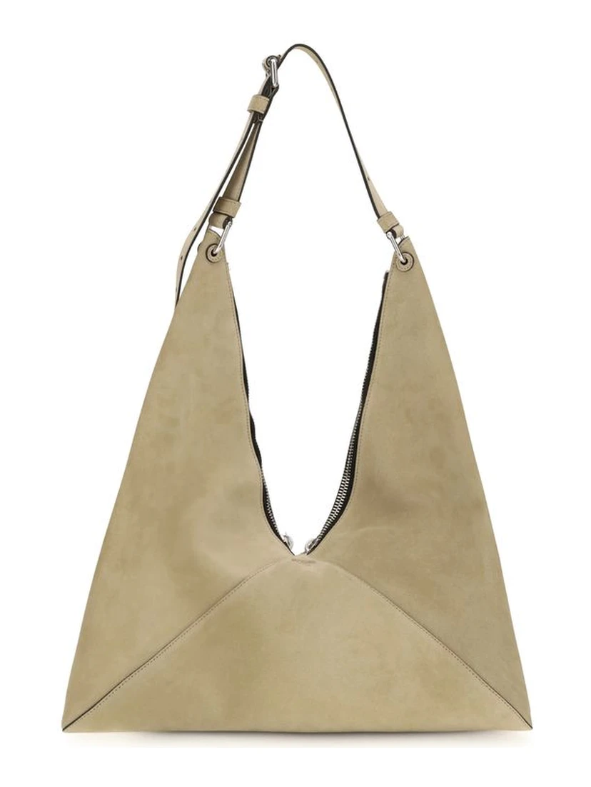 Beige Suede Leather Shoulder Bag