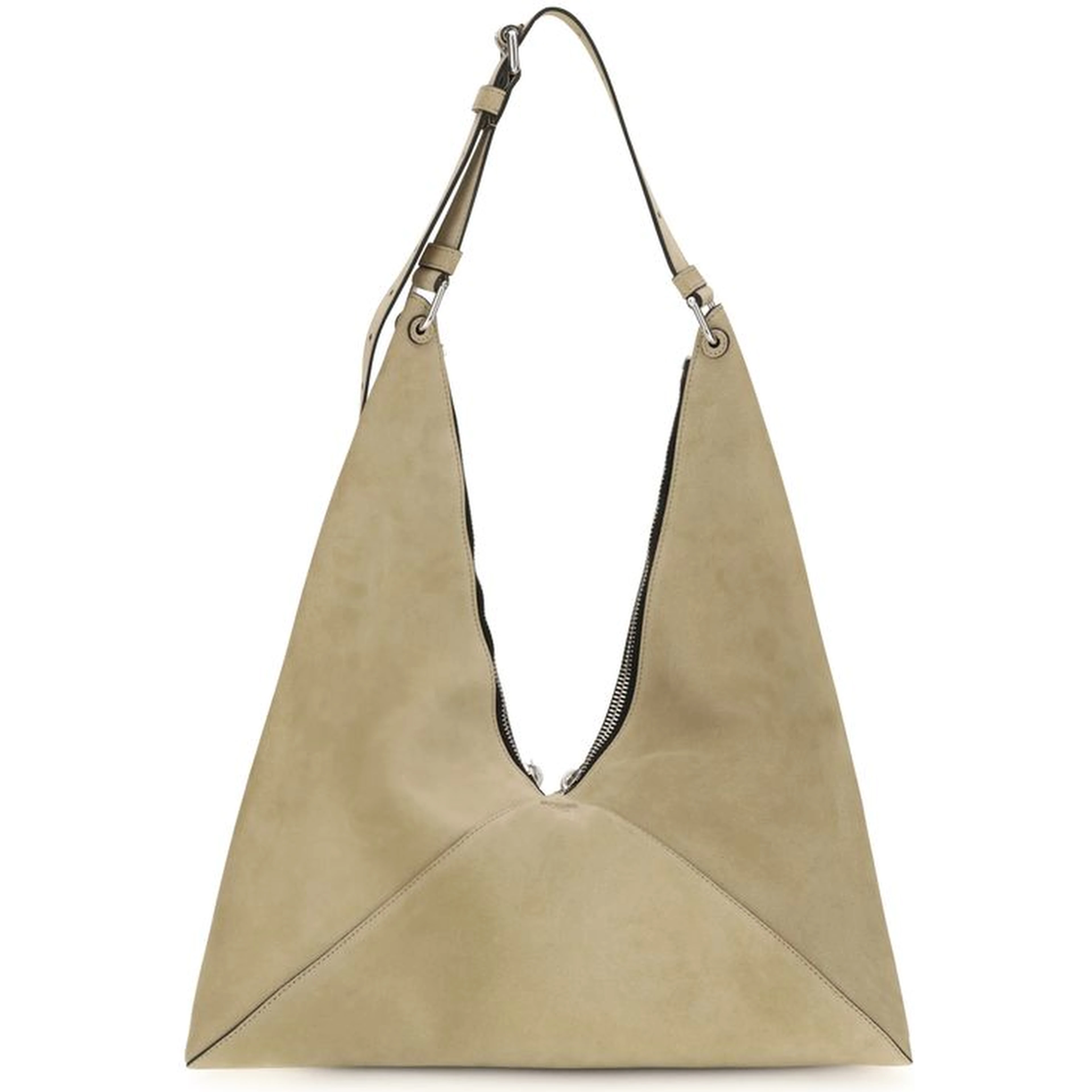 Beige Suede Leather Shoulder Bag