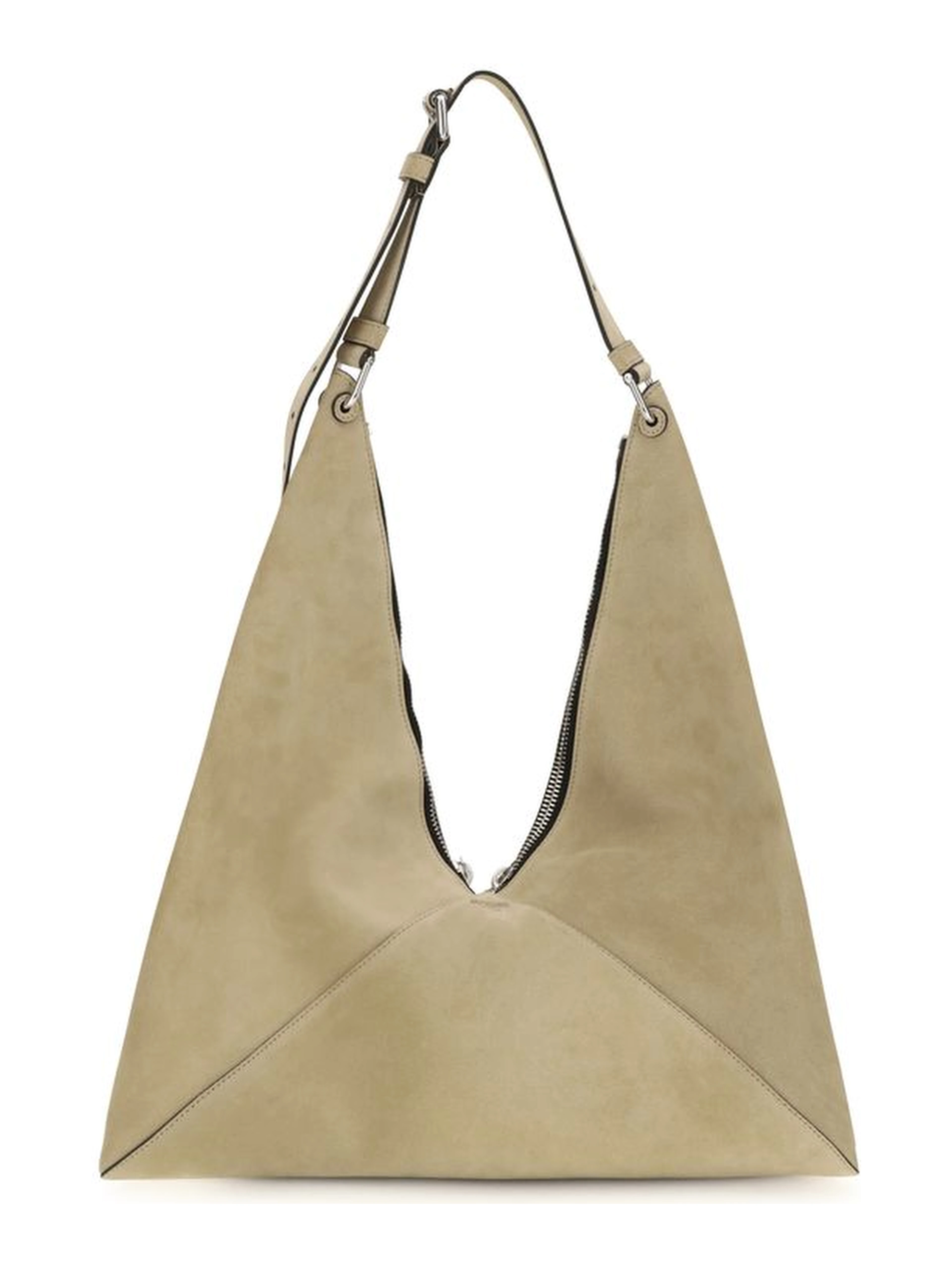 Beige Suede Leather Shoulder Bag