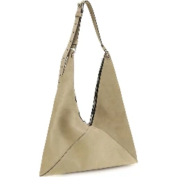 Beige Suede Leather Shoulder Bag