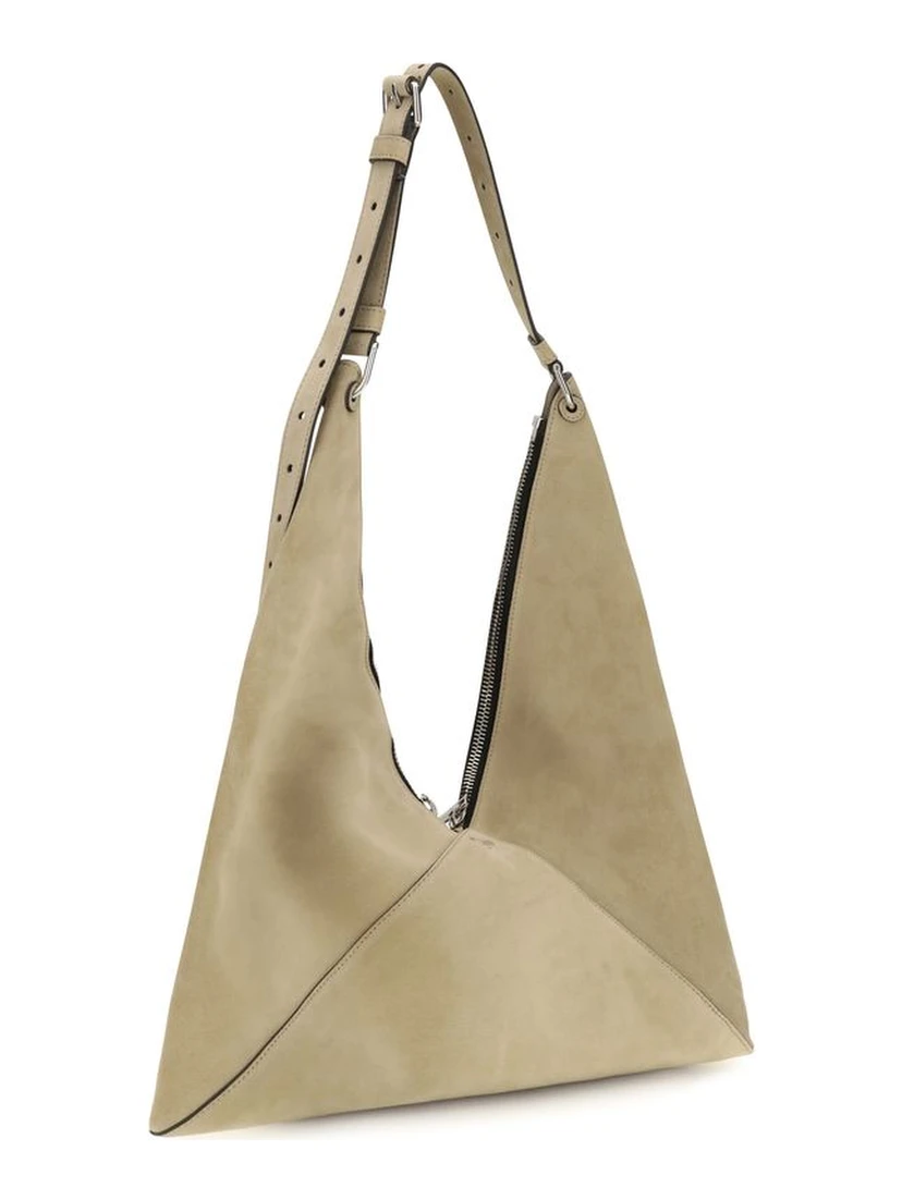 Beige Suede Leather Shoulder Bag