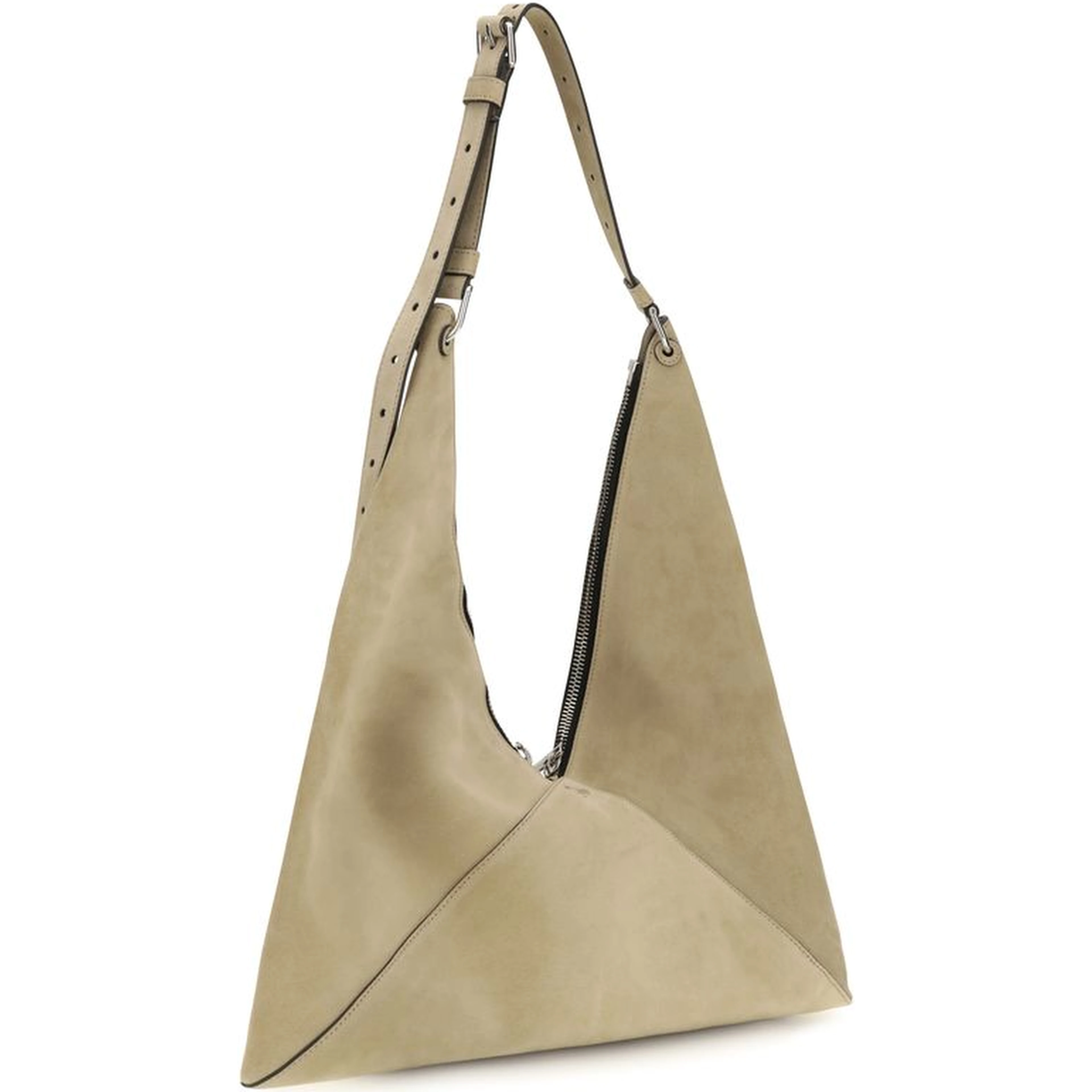 Beige Suede Leather Shoulder Bag
