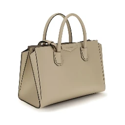 Beige Calf Leather Bos Taurus Handbag