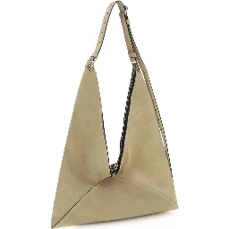 Beige Suede Leather Shoulder Bag