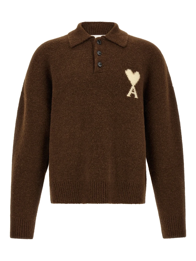 Brown Alpaca Leather Polo Shirt