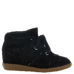 Black Cowhide Wedge Sandals