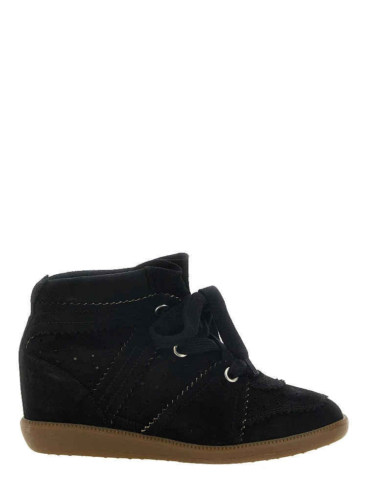 Black Cowhide Wedge Sandals