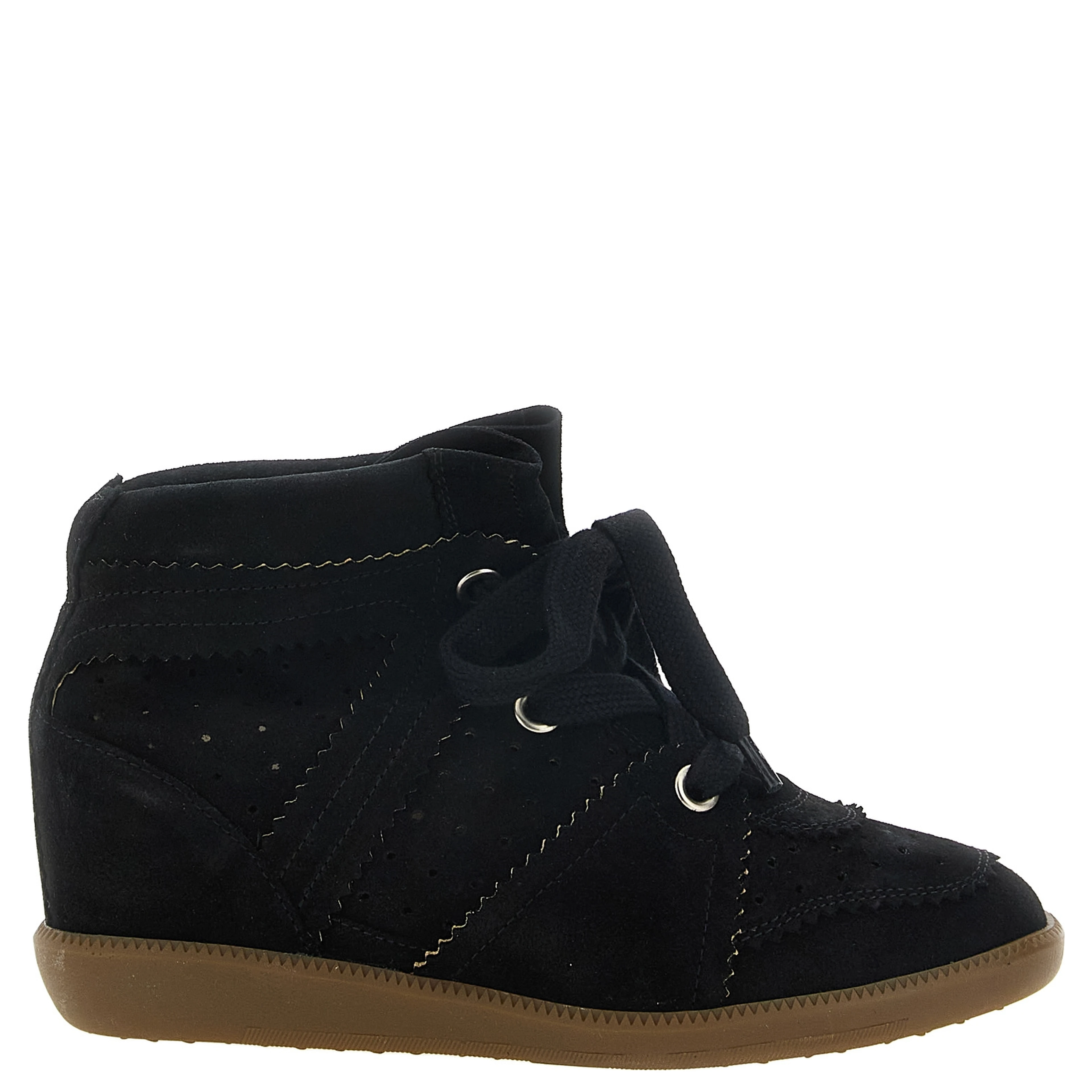 Black Cowhide Wedge Sandals
