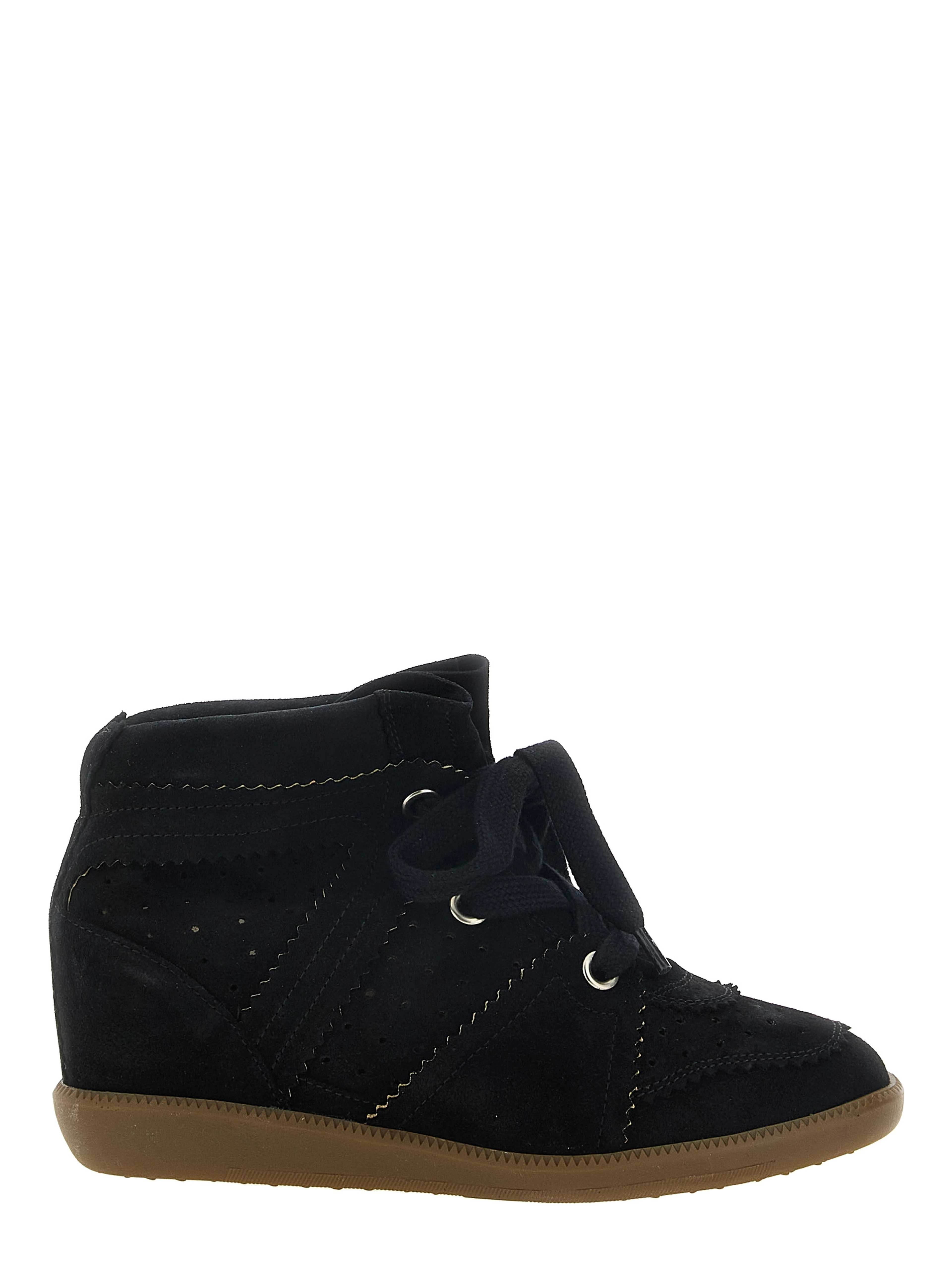 Black Cowhide Wedge Sandals