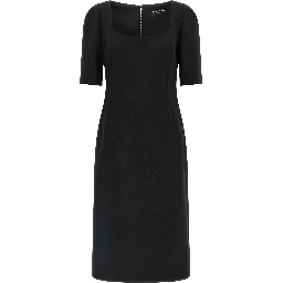 Black Virgin Wool Midi Dress