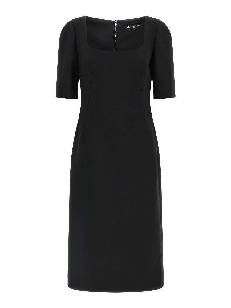 Black Virgin Wool Midi Dress