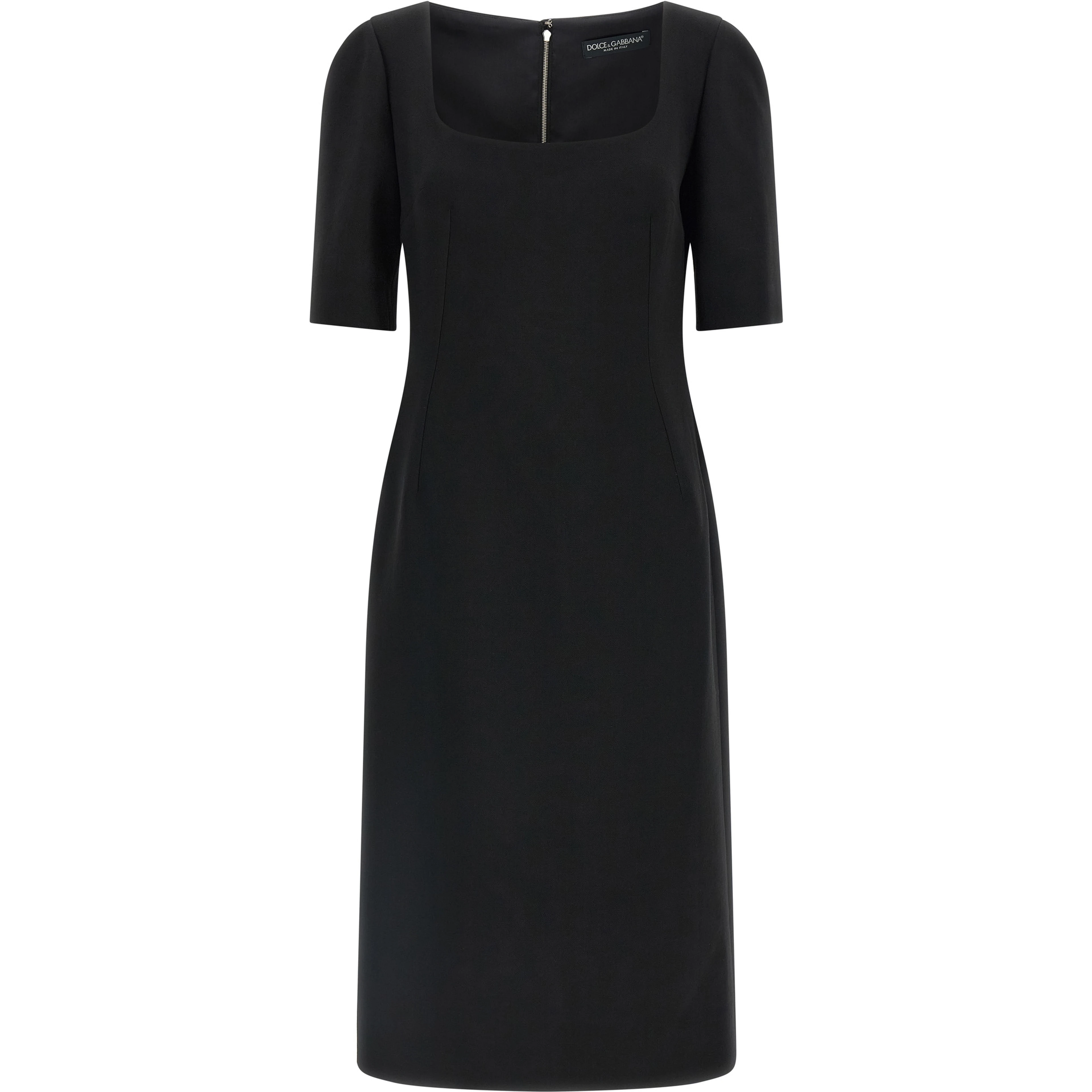 Black Virgin Wool Midi Dress