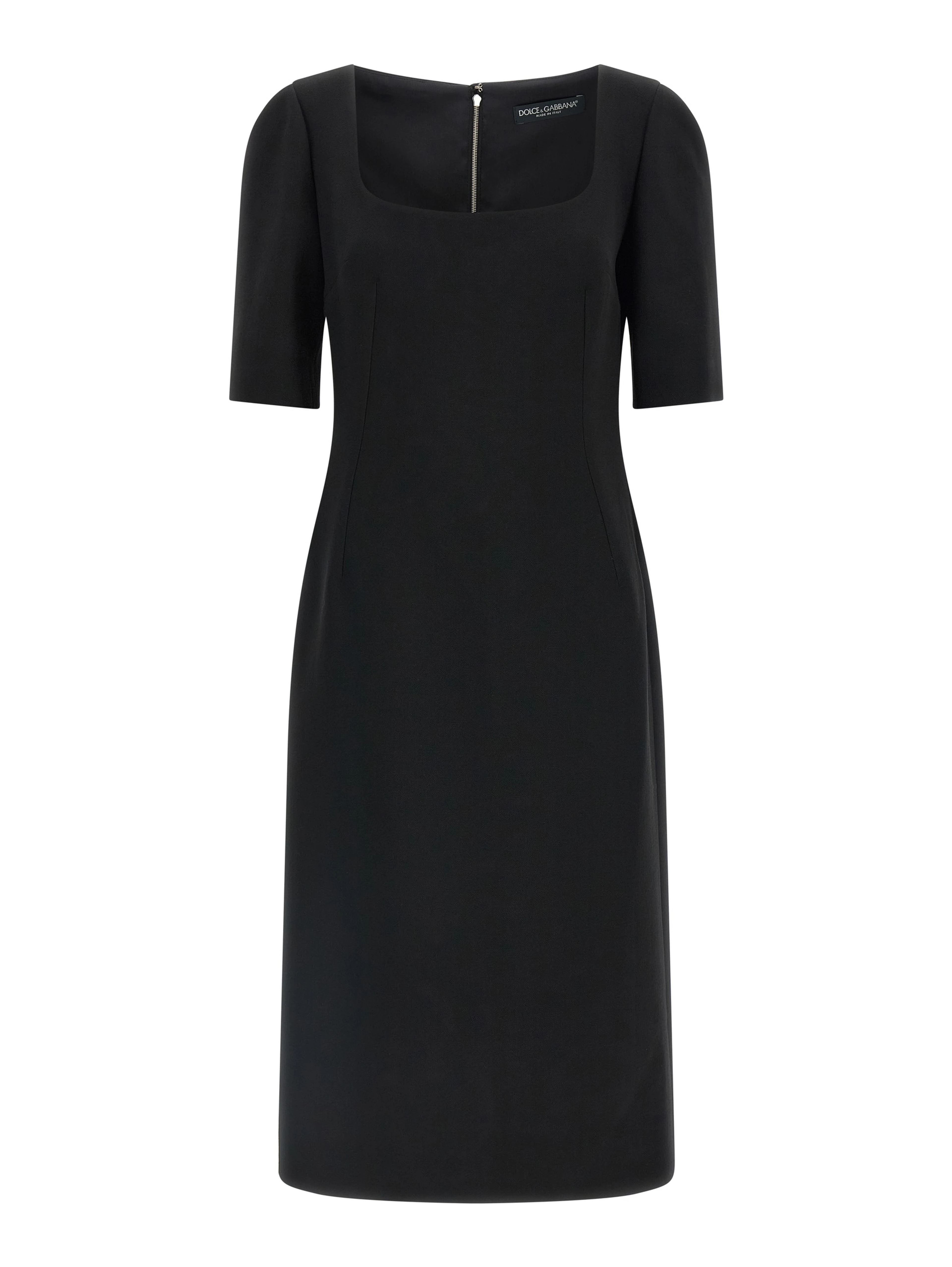 Black Virgin Wool Midi Dress