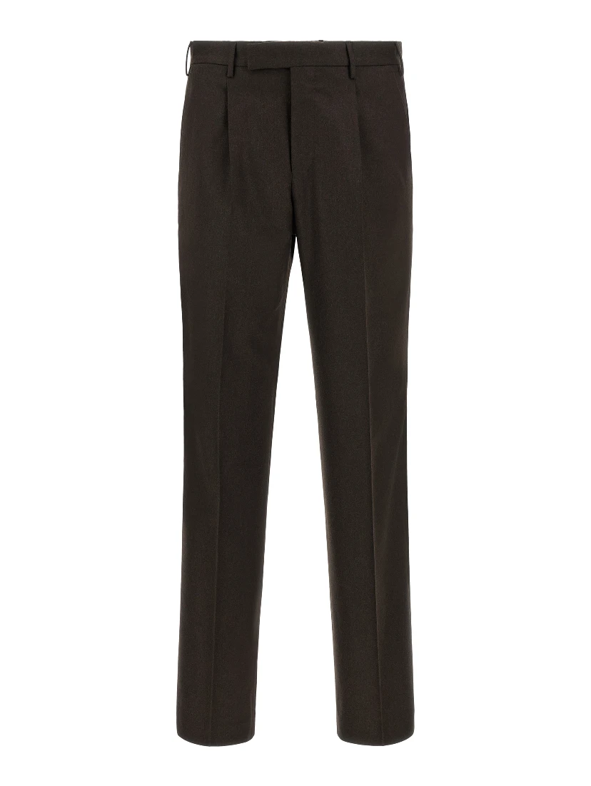 Brown Virgin Wool Dress Pants