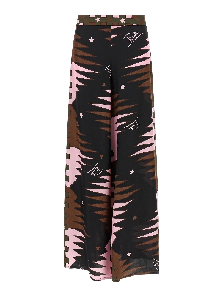 Multicolor Silk Casual Pants