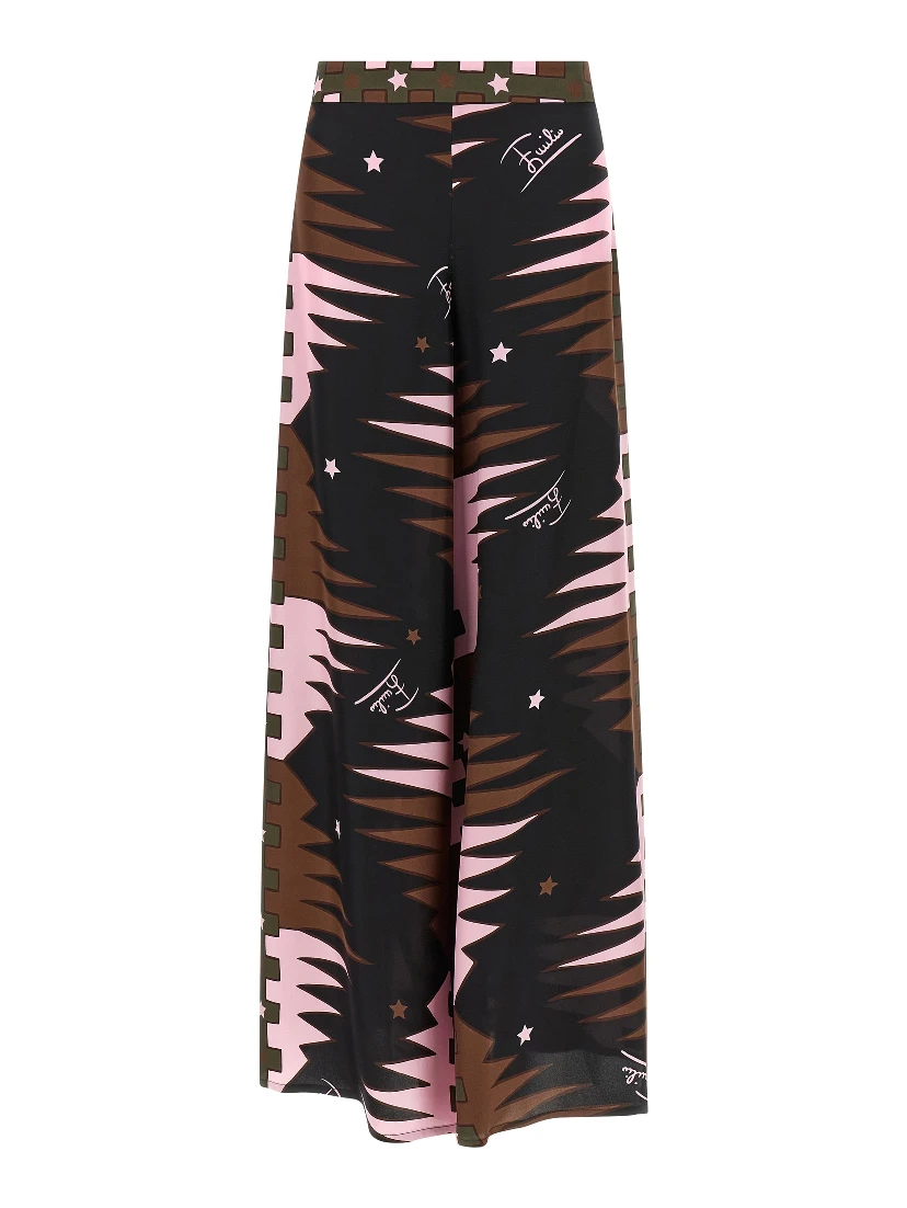 Multicolor Silk Casual Pants