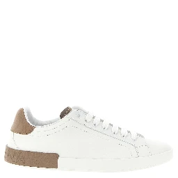 Beige Calfskin Low Top Sneakers
