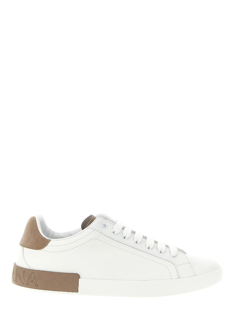 Beige Calfskin Low Top Sneakers