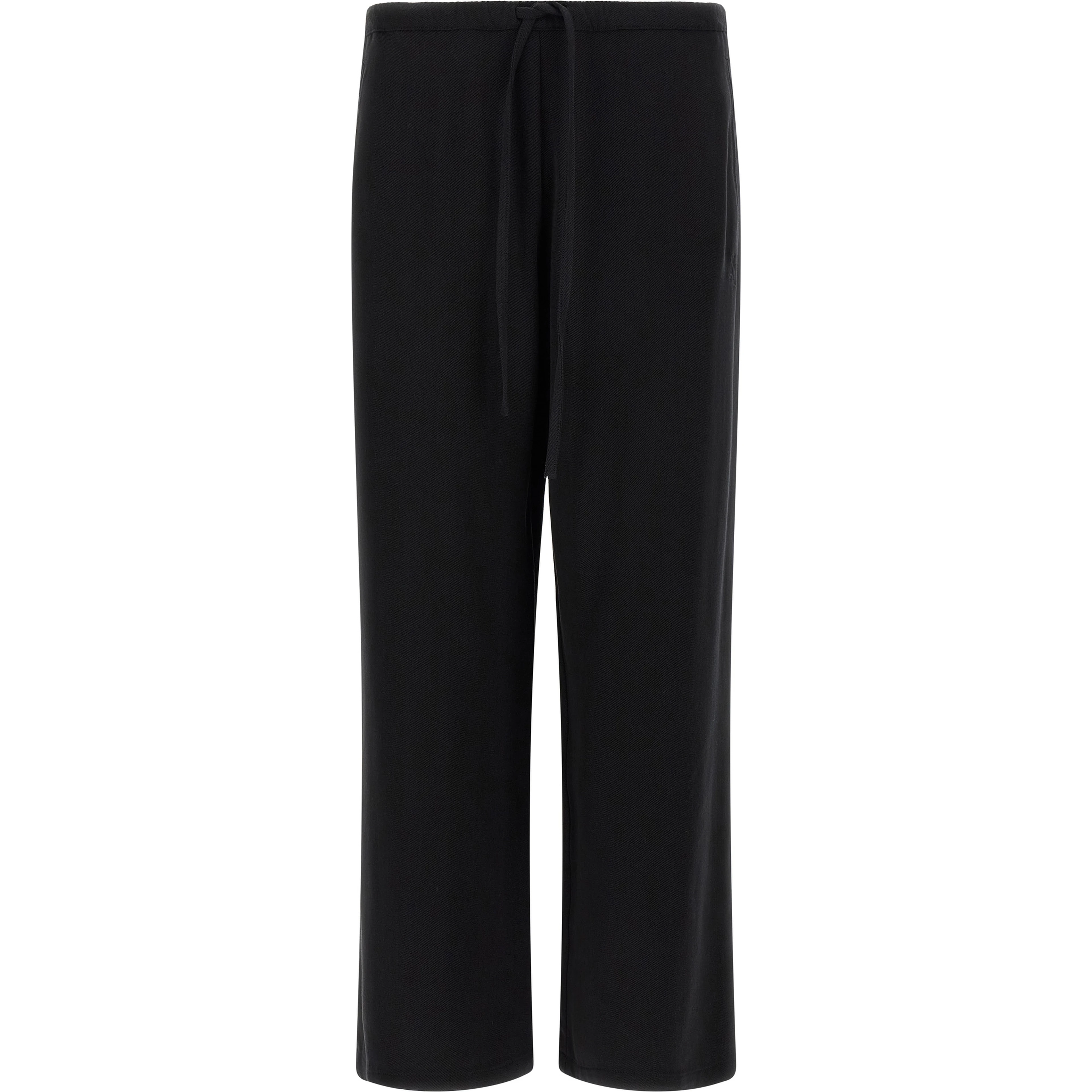Black Cotton-Like Casual Pants