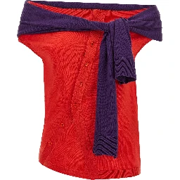 Red Wool Sleeveles T-Shirt