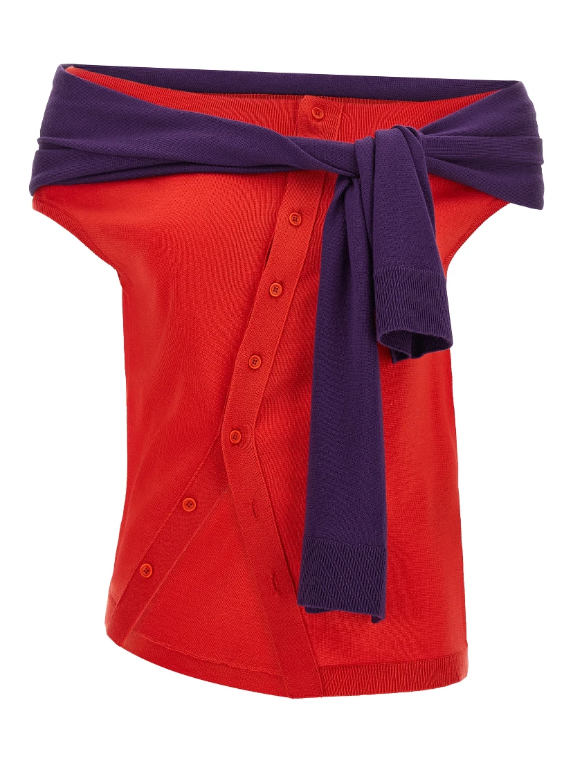Red Wool Sleeveles T-Shirt