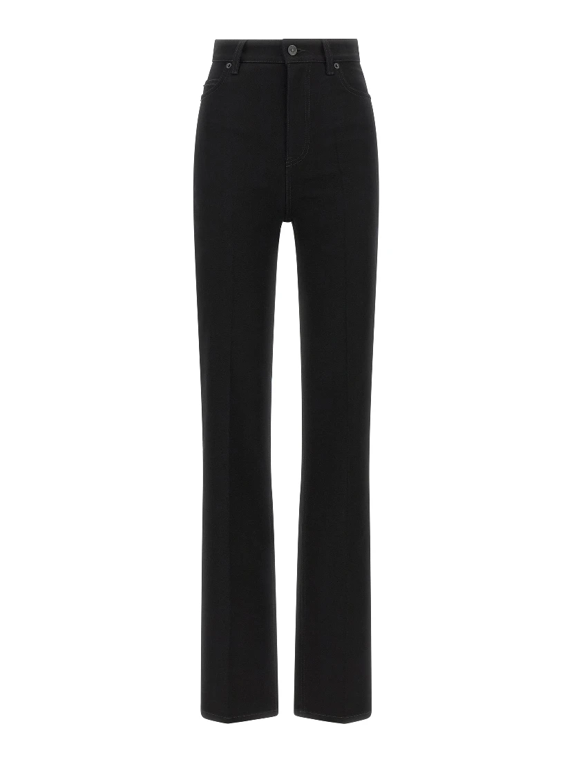 Black Elastane High-Waisted Jean