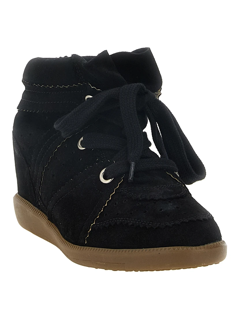 Black Cowhide Wedge Sandals