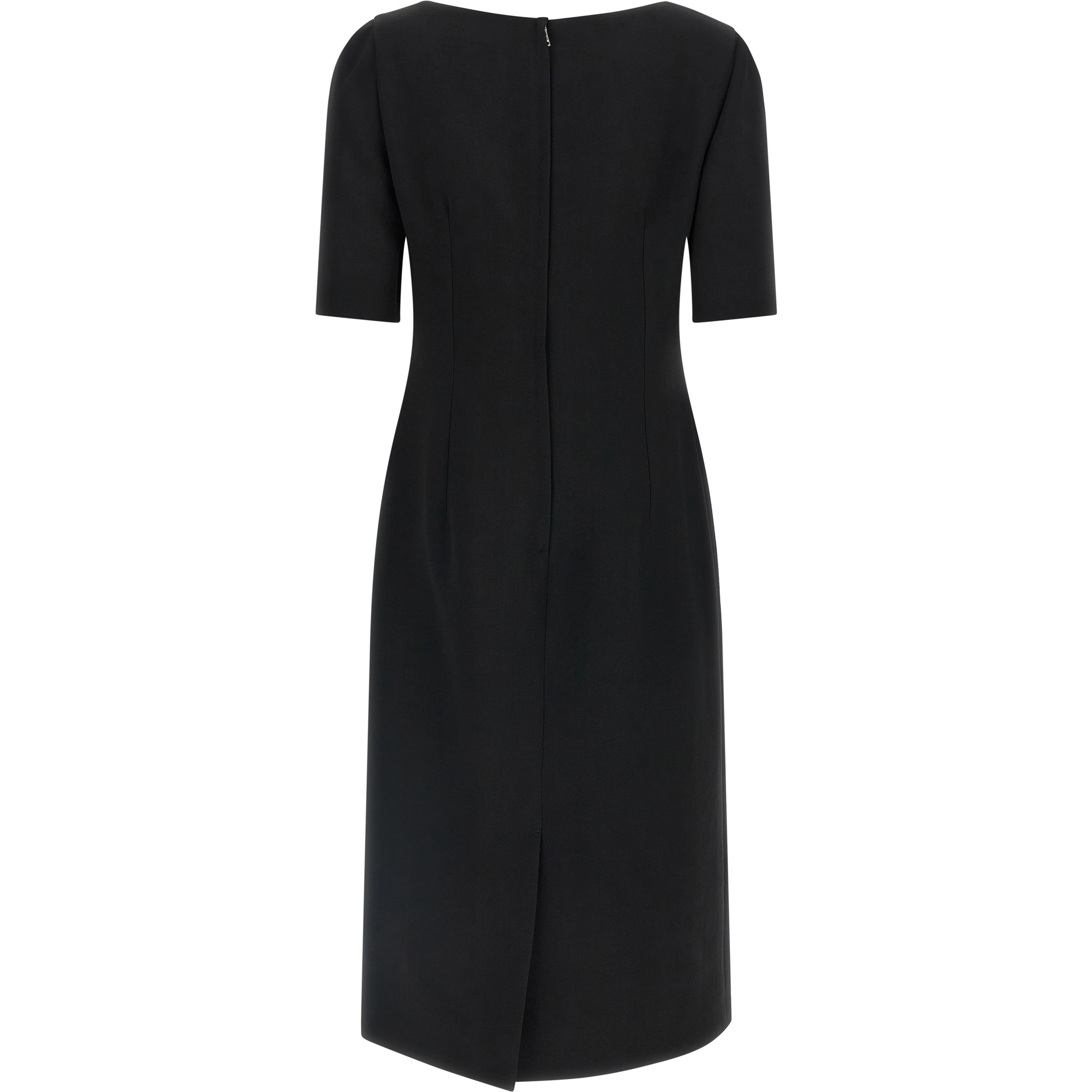Black Virgin Wool Midi Dress