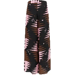 Multicolor Silk Casual Pants