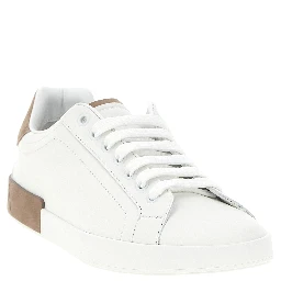 Beige Calfskin Low Top Sneakers