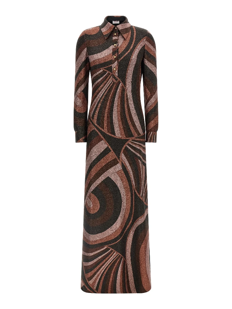 Bordeaux Polyamide Long Dress