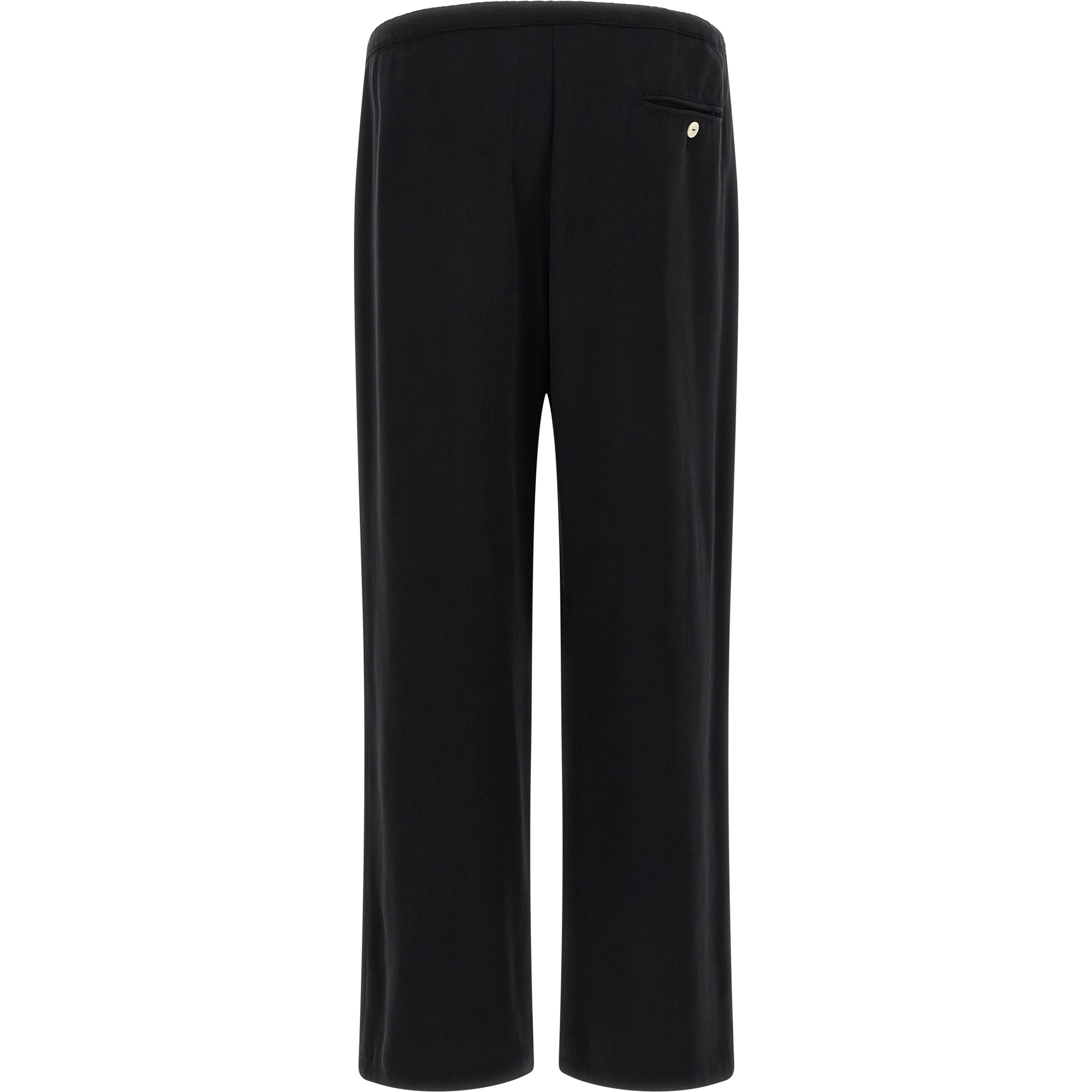 Black Cotton-Like Casual Pants