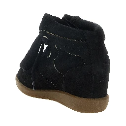 Black Cowhide Wedge Sandals
