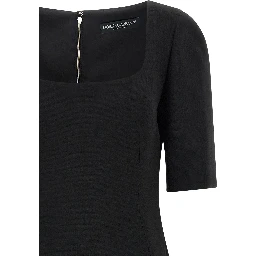Black Virgin Wool Midi Dress