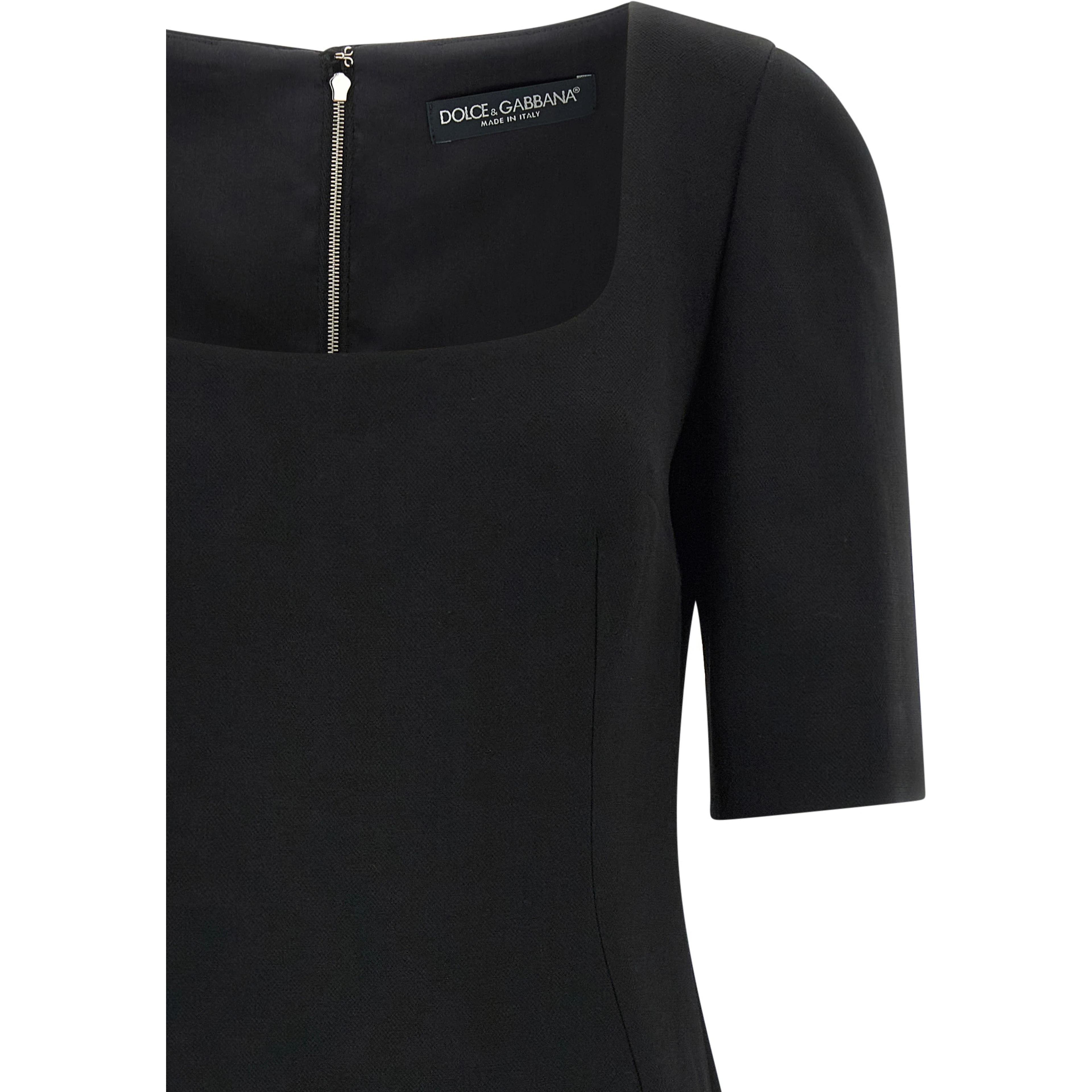 Black Virgin Wool Midi Dress