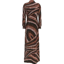 Bordeaux Polyamide Long Dress