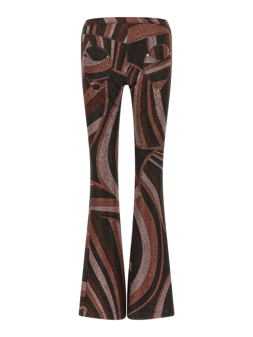 Bordeaux Polyamide Flared Pants