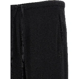 Black Cotton-Like Casual Pants