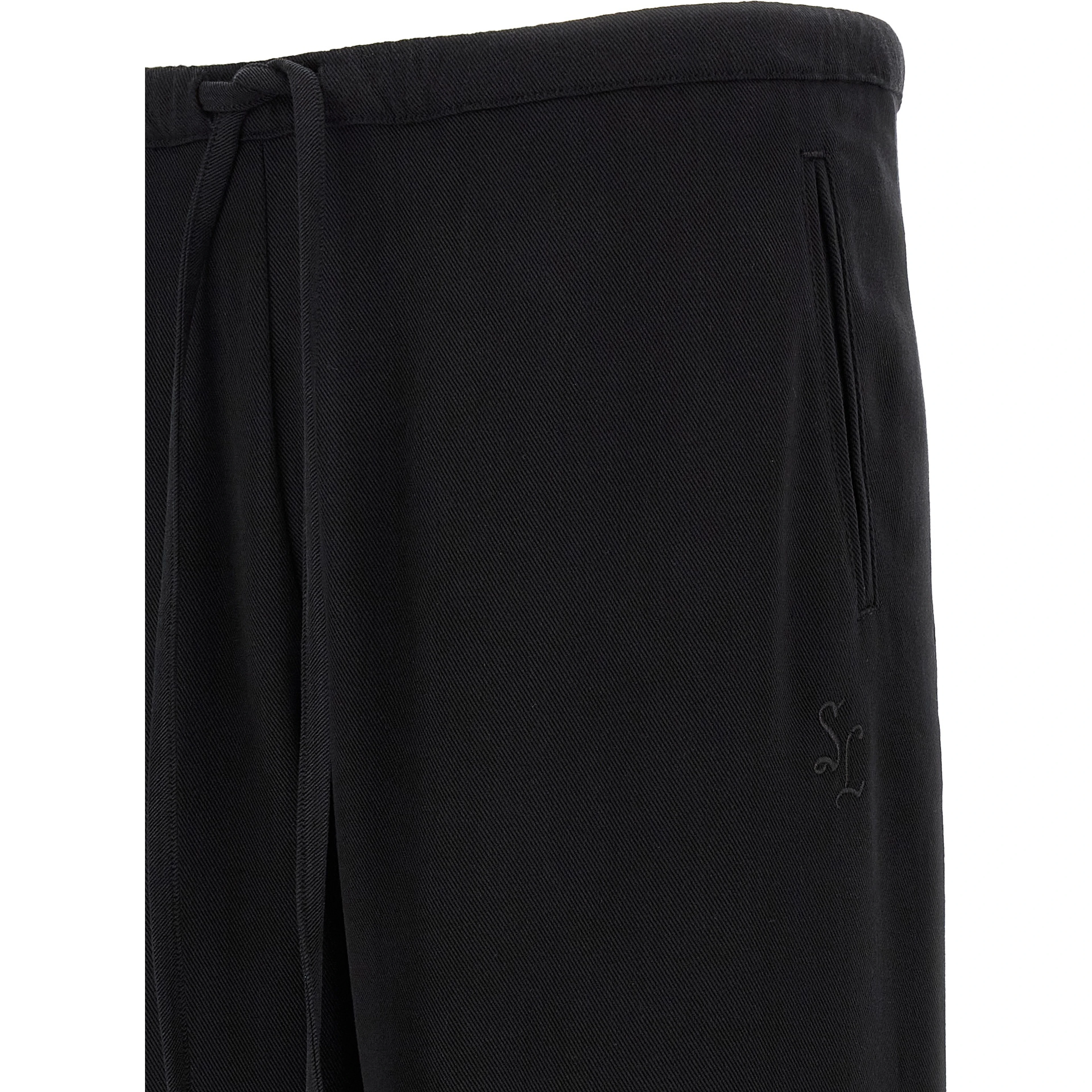 Black Cotton-Like Casual Pants