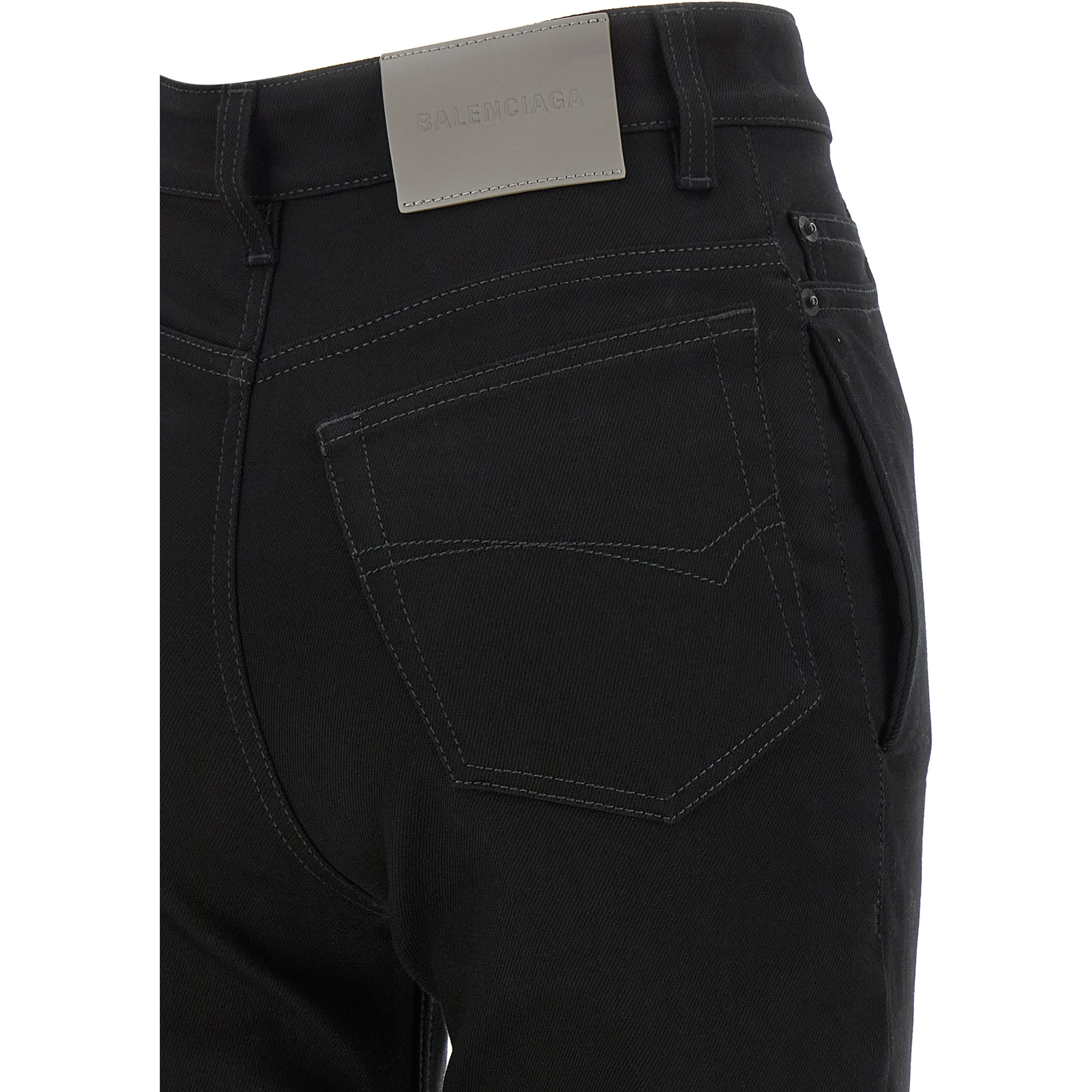 Black Elastane High-Waisted Jean